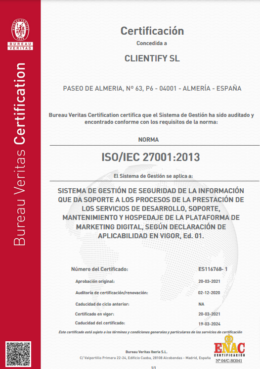 Certificate Iso Clientify Bureau Veritas