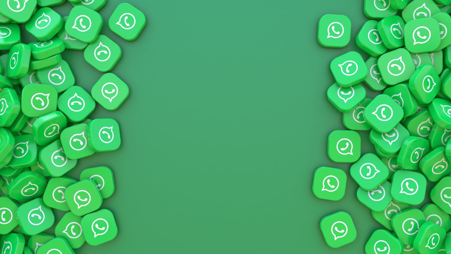 Representacion 3d Monton Insignias Cuadradas Logo Whatsapp Sobre Fondo Verde